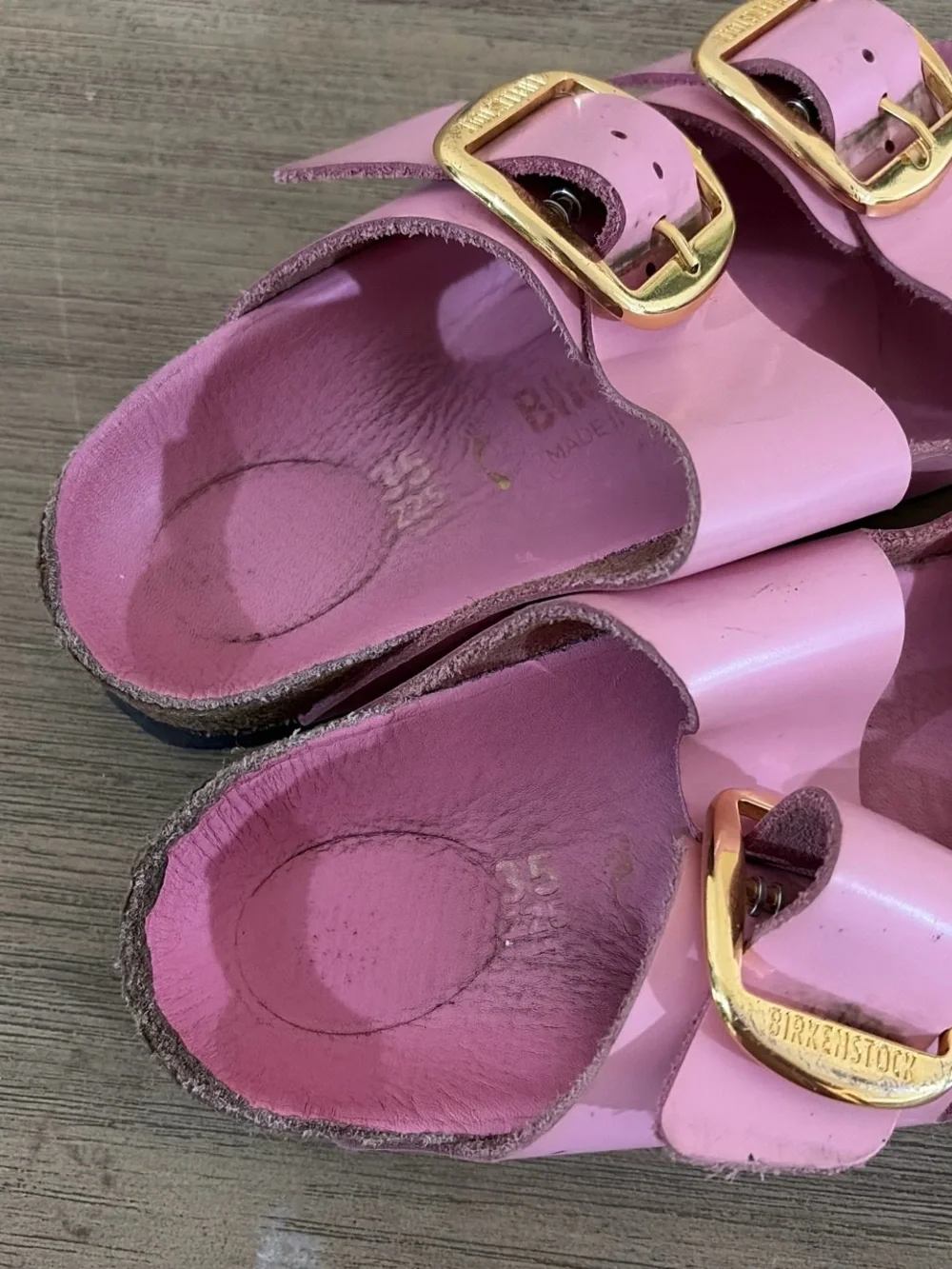 Birkenstock Arizona Big Buckle Natural Leather Patent Fondant Pink Size EU 35